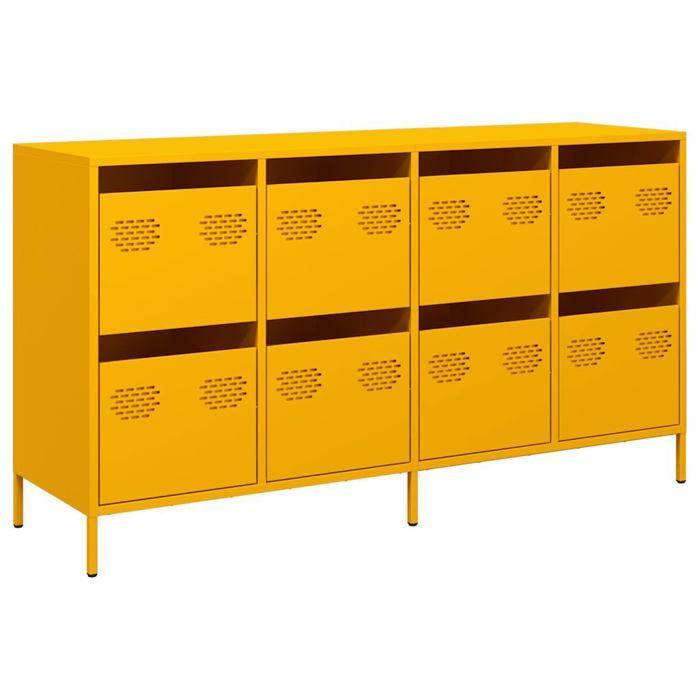 VidaXL Buffet jaune moutarde 135x39x73,5 cm acier laminé à froid, meuble de rangement, meuble de rangement de cuisine, 3307170