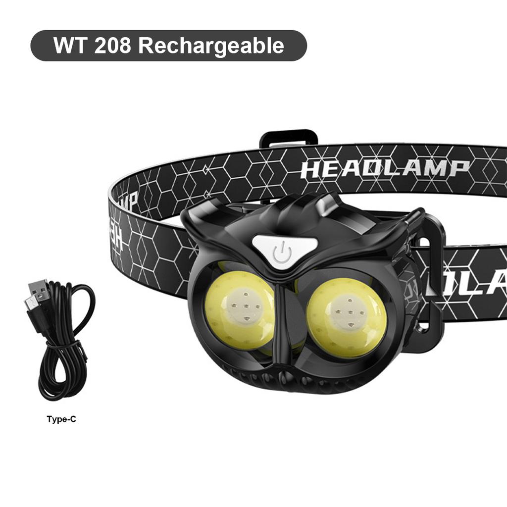 Owl Cob Headlamp Magnetic Work Light Rechargeable Working Led Usb Flashlight Headlamps Headlight For-running High Power Portable