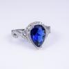 Luxury Drop 4ct Blue Sapphire Engagement Rings Finger 10KT White Gold Filled Wedding Rings for Women Jewelry Gift