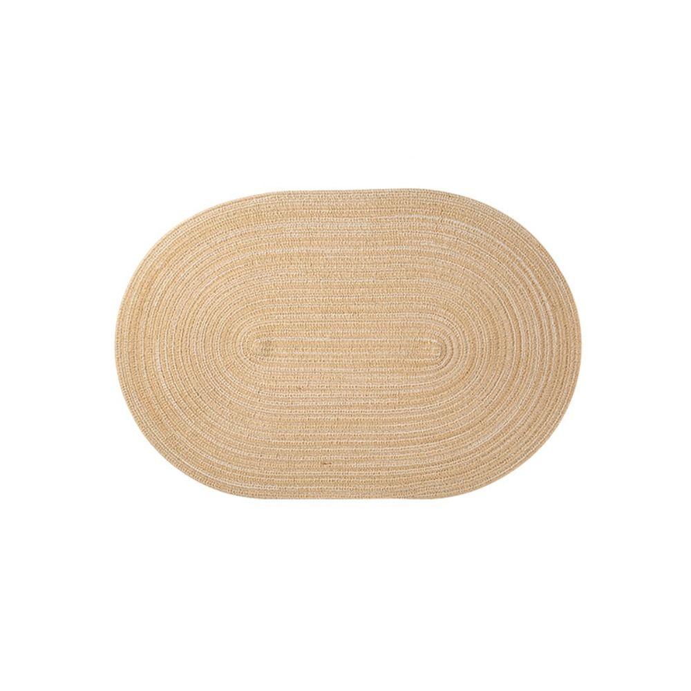 2pcs Washable Boho Oval Braided Placemat Hand-woven Heat Insulation Pad  Dining Table