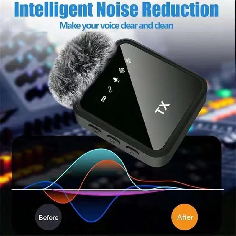 Mini Wireless Microphone for IPhone Android Cameras Wireless Microphone for Interviews Vlog Noise Cancelling Lavalier Microphone