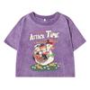 Original Cute Duck Retroprinting Female Washed Short T-Shirt Cool T Shirts Distress Hip Hop Clothes Breathable Soft Tops