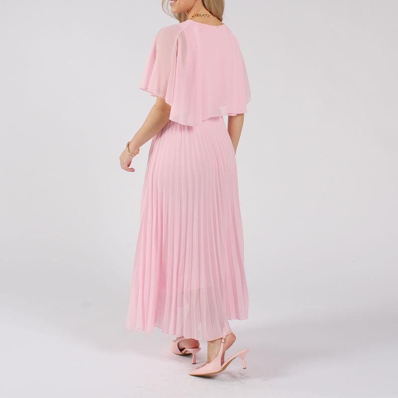 2026 women s spring new, fashionable and elegant solid color pleated V-neck waist jumpsuit S