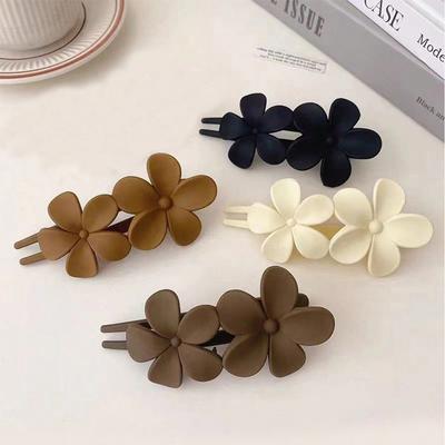 4PCS Women's Multi-color Resin Flower Simple and Fashionable French Elegant Hair Clip Accessories