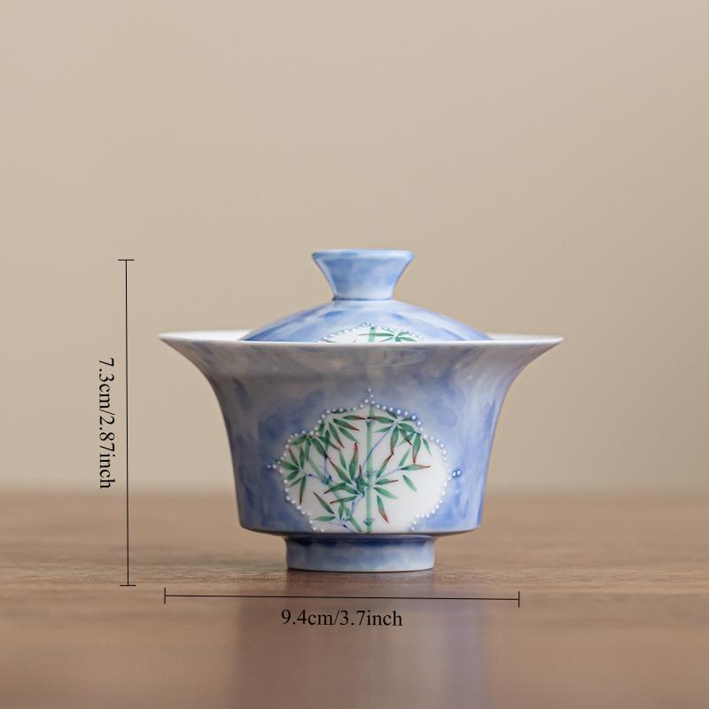

Hand Painted Underglaze Color Green Bamboo Ceramic Teapot Kung Fu Tea Set High Grade Home Tea Bowl 80ml