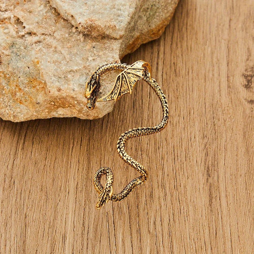 Versatile Alloy Dragon Shape Ear Cuff Punk Gothic Bohemian Jewelry Ear Bone Clip Retro Dragon Earrings Fashion Accessory