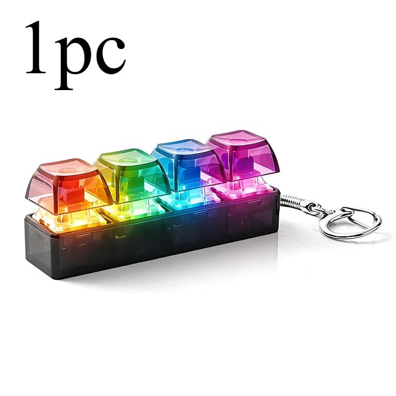 Chaveiro Teclado de 4 Botões para Ponta do Dedo Teclado RGB Brinquedo Fidget com Luzes Para Alívio do Estresse Descompressão Acessórios Calmantes