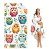Owl & Leaves Beach Towel – Quick-Dry, Lightweight Microfiber Bath Towel for Travel, Pool, Shower, Sports & Outdoor Use
