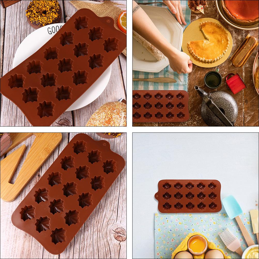 3 Pcs Trays for Food Serving Biscuits Maple Leaf Mold Silicone Ice Halloween Cake Dessert Baking Molds Mother