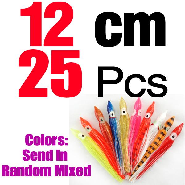 MNFT 25pcs 12cm 10cm 9cm Octopus Lure,Squid Jigs Sishing Lure Soft Lure Sea Fishing Salt Water Big Game Bait Skirt Mixed Color
