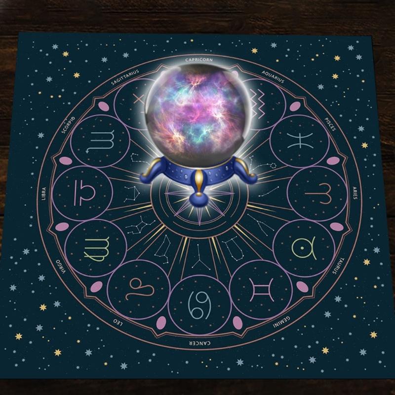 12 Constellations Astrologys Tablecloth Altars Cloth Square Divinations Cards Table Cloth Witchcrafts Deck Cloth Endurin