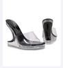 Modne FHC 2024 Nowe 12CM Dziwne Szpilki Klapki, Damskie Kapcie, Buty Letnie, PVC Odkryte Palce, Wsuwane, Czarne, Srebrne, Czerwone, Białe, Dropshipping