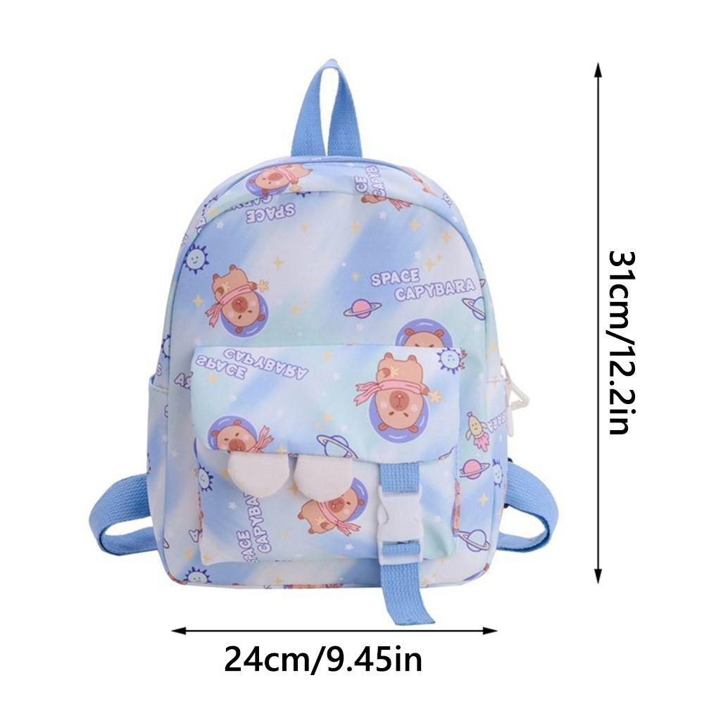 Cartoon Nylon School Bags Capybara Large Capacity Backpack Travel Shoulders Knapsack Children