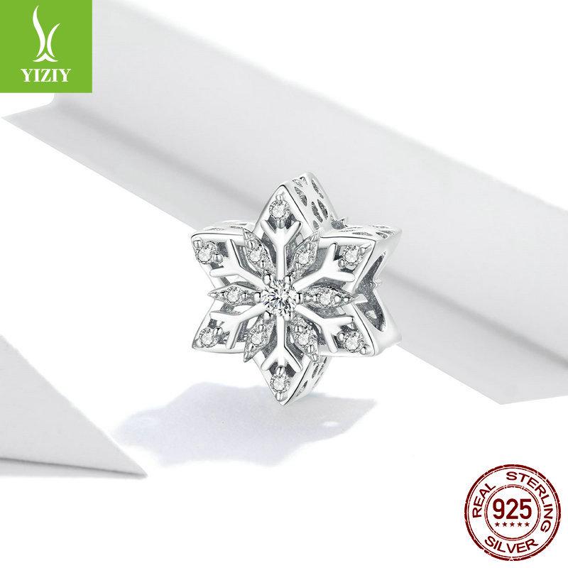 Yin Ziyun White Gold Snowflake S925 Silver Beads BSC368