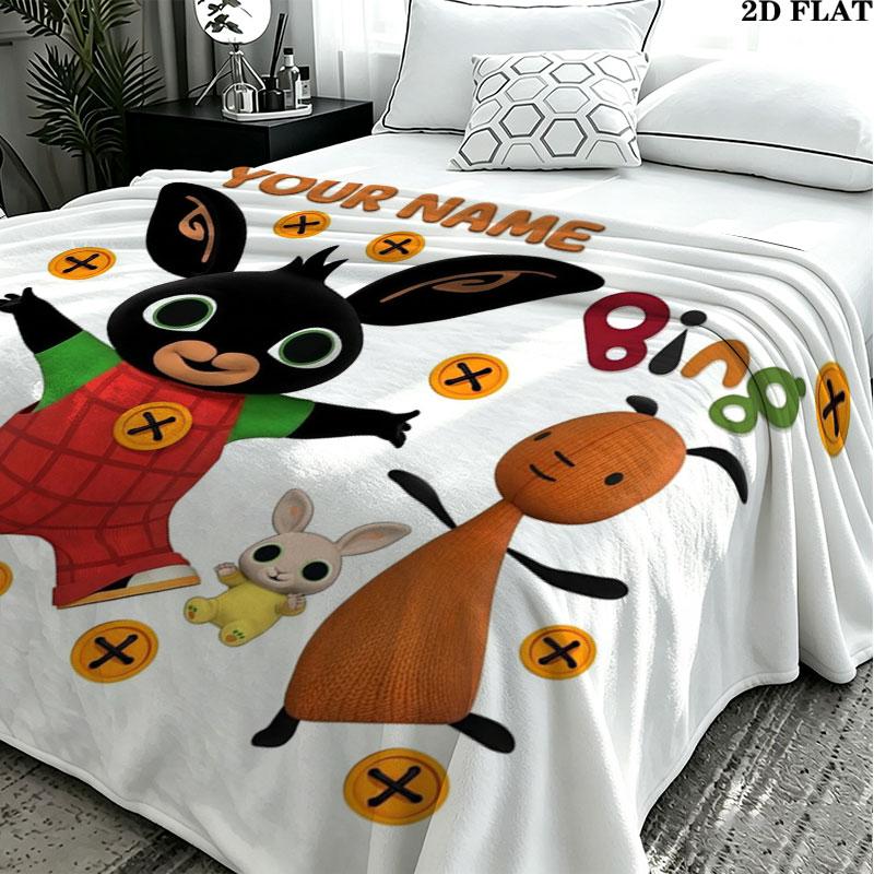 1PC Bing Custom Name Patterned Flannel Blanket Suitable For All Seasons for Home Decor Warmth and Comfort Gifts Holiday Present