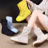 Spitze Sommer Frühling und Sommer Gestrickte kühle Stiefel Damen Neue Stiefel Hanf Netz Design Hohl Kurzstiefel