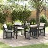 5-Piece Garden Dining Set with Cushions Black Poly Rattan 3380619