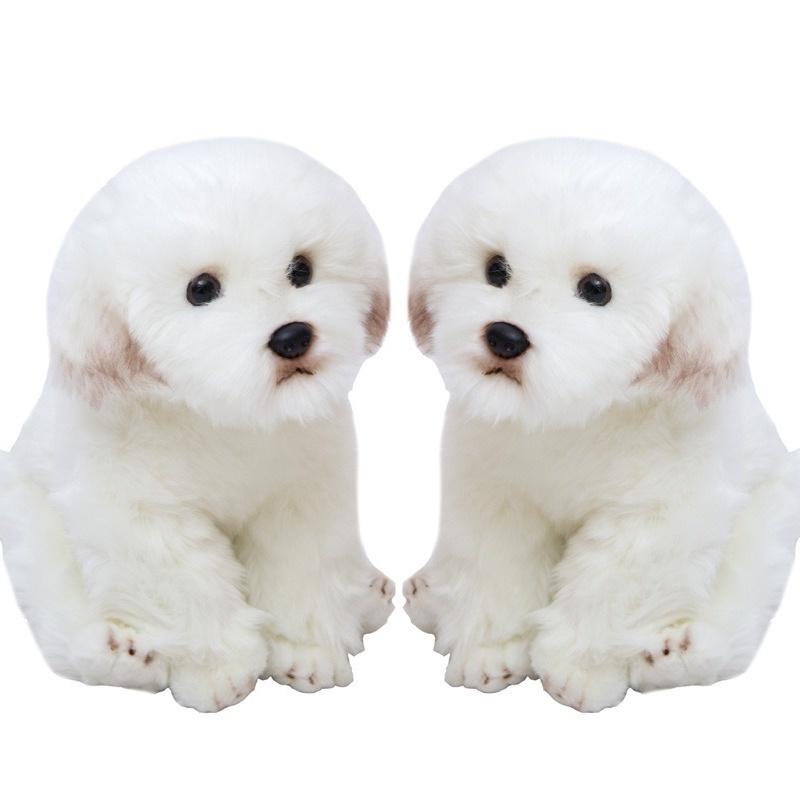Adorable White Maltese Plush Toy, Fiber Filled, Long Haired Stuffed Animal, 33x24x16cm/38x26x21cm