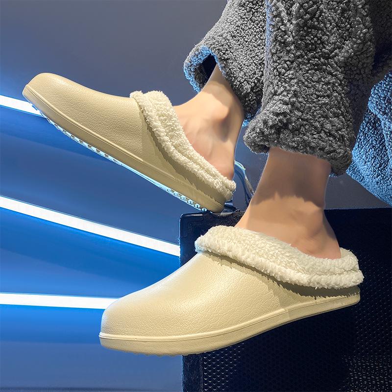 Women's Fleece-Lined Cotton Slippers: Warm, Non-Slip, Waterproof, Plus Size Winter Footwear for Couples