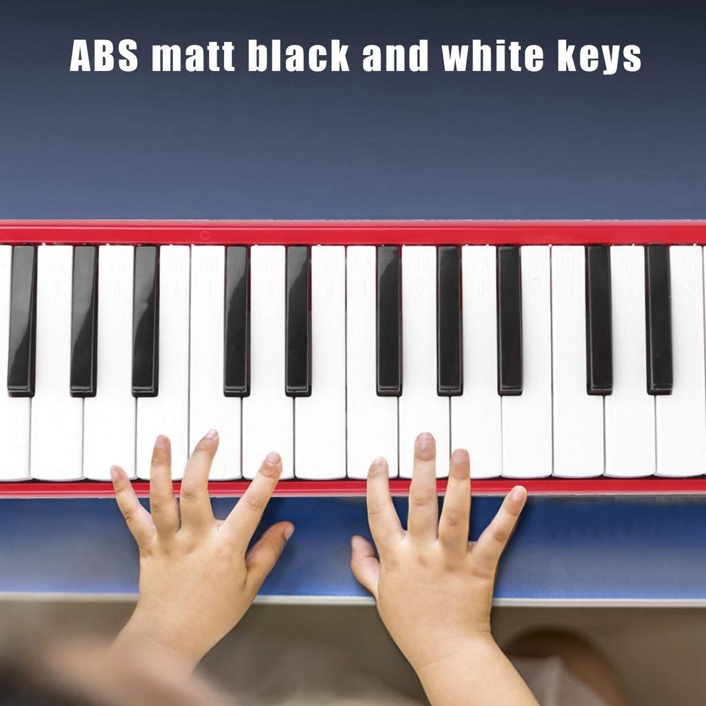 Beginner's 32-Key Melodica, Comfortable for Music Education, Safe and Non-Toxic, Suitable for Elementary and Kindergarten Students (Red)