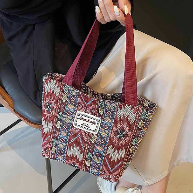 

Сумка великої місткості в етнічному стилі, модна сумка-тоут, жіноча нішева одноплечова сумка small червоний