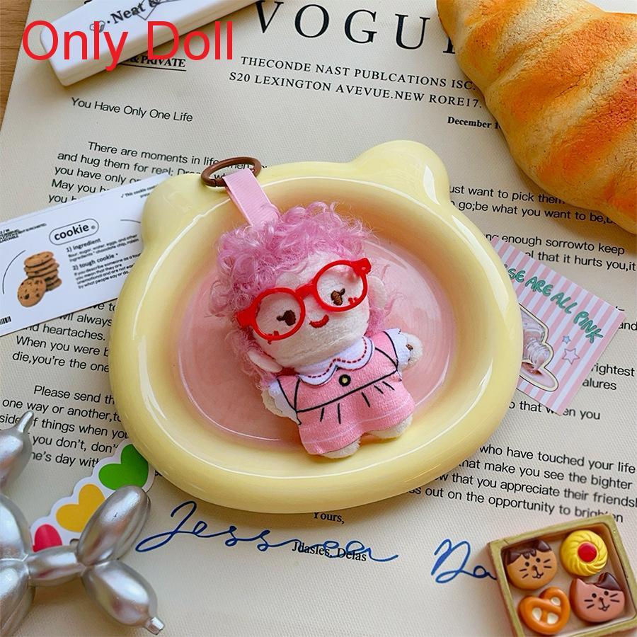 Plush Doll Keychain With Glasses For Gift And Bag Decor