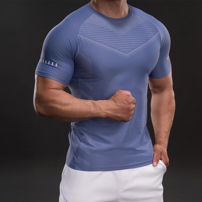 Summer New American Style Casual Short-sleeved T-shirt Fashionable Sports Slim Elastic Fitness Outdoor T-shirt