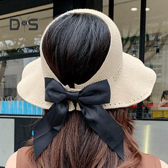 Women Summer Sun Hat Wide Brim Empty Top Hat Foldable Travel Beach Hat Outdoor Travel Sun Protection Hat