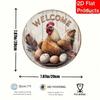 1PC 2D Graphic Country Style Welcome Sign Rooster and Egg Pattern Home Porch Indoor Display Decor