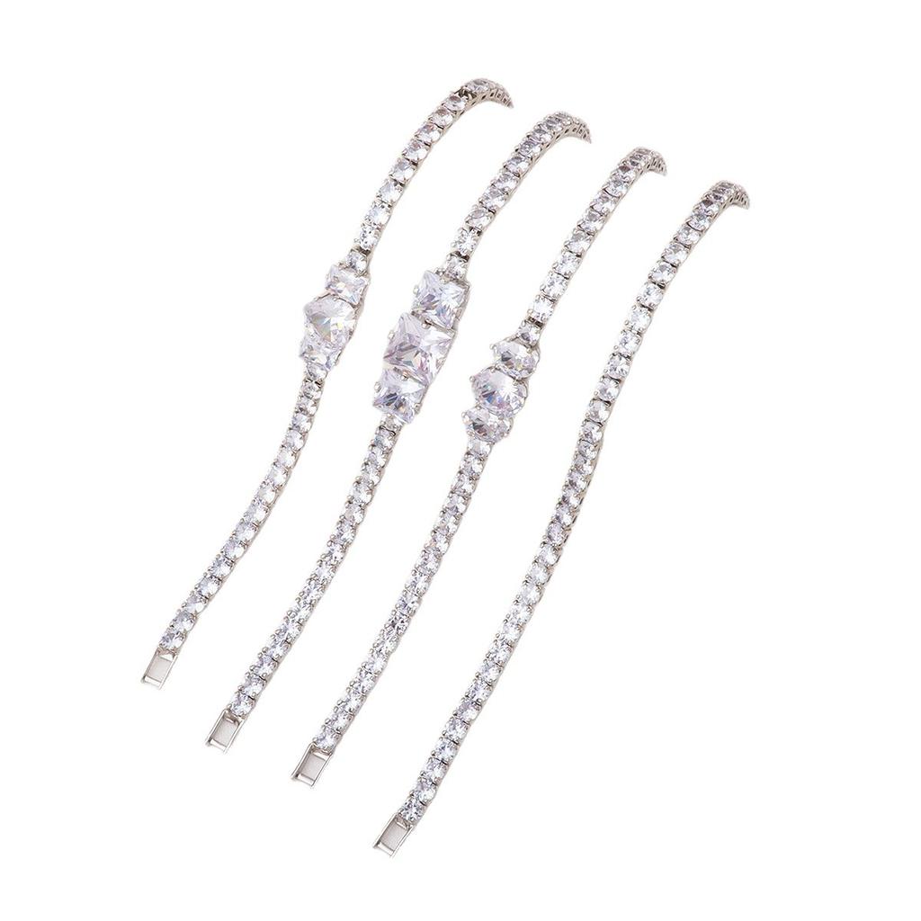 European and American new single-layer zircon bracelet jewelry women's light luxury simple fashion full of diamonds shiny rhinestone hand jewelry