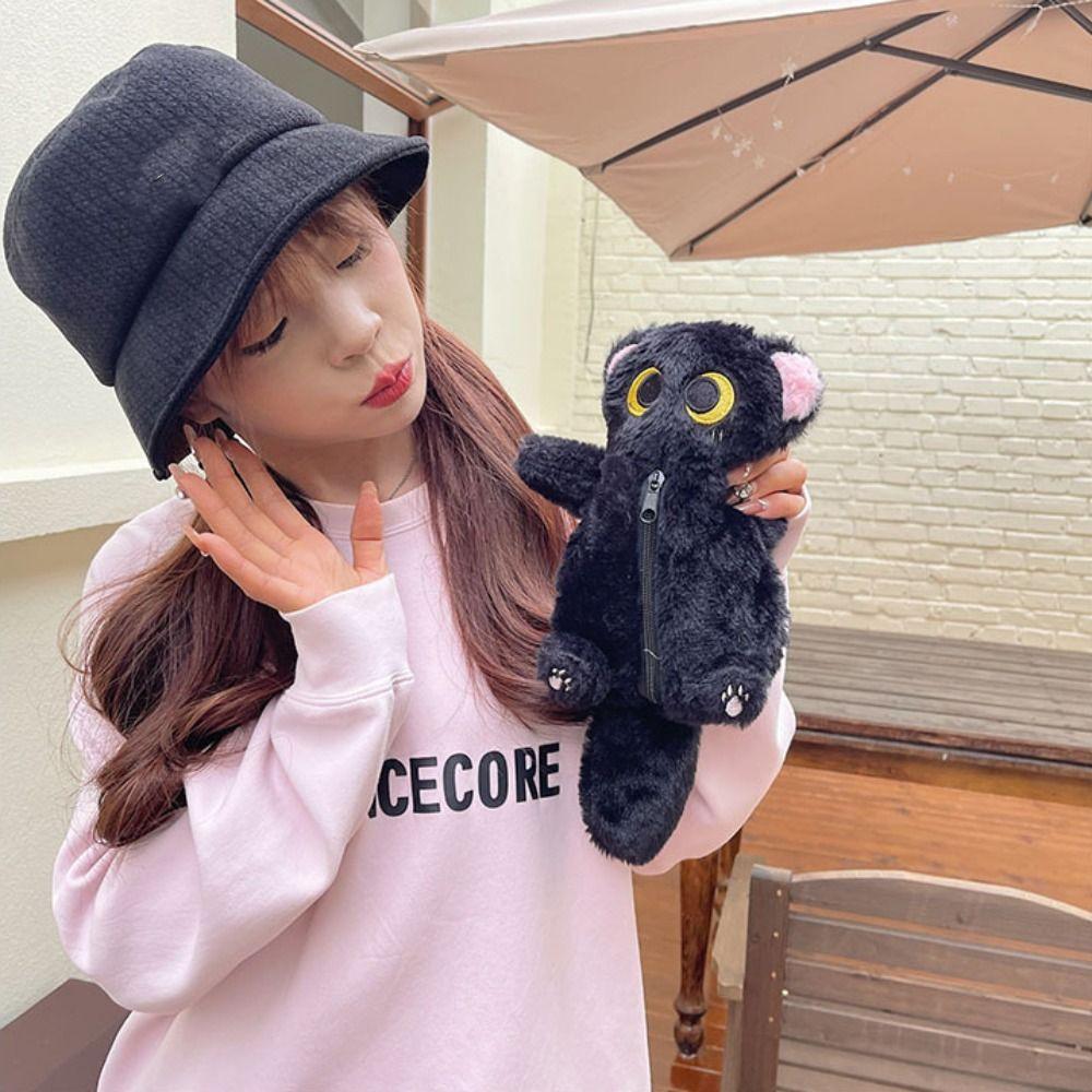 Siamese Cat Plush Pencil Case Large Capacity Cat Pencil Bag Novelty Stationery Bag  Learning