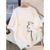 Pure cotton black short-sleeved women's t-shirt new popular summer unique design niche top loose t-shirt