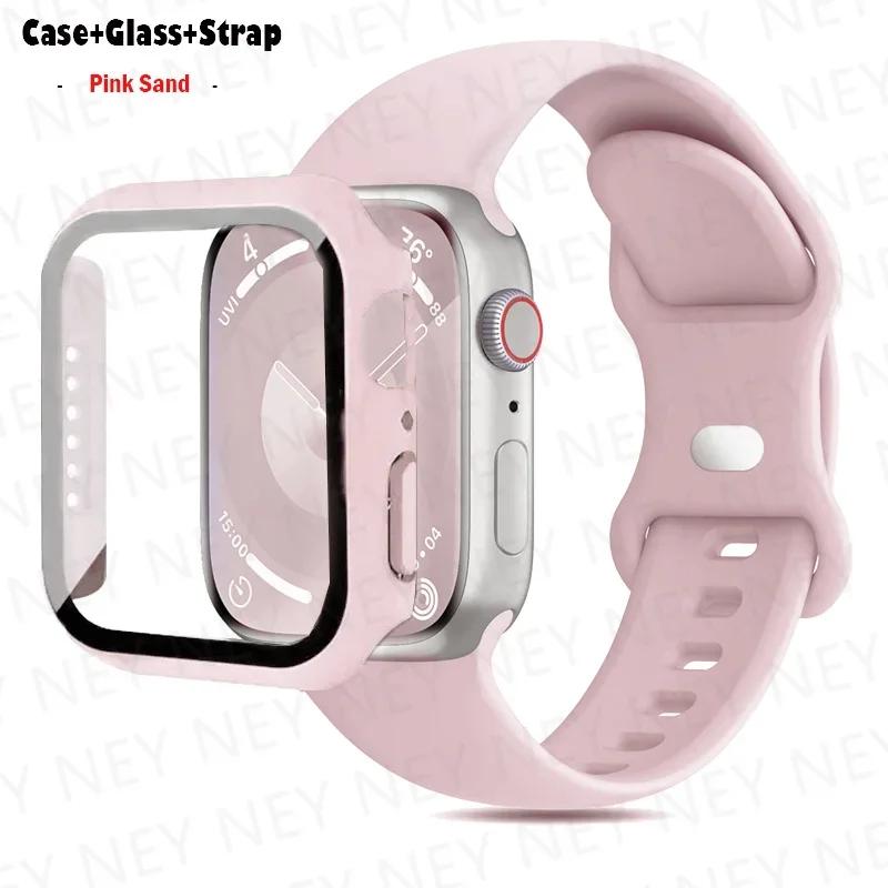 Glas+Gehäuse+Armband Für Uhrenarmband 44mm 41mm 45mm 40mm 38mm 42mm Silikonarmband iWatch Serie 9 8 3 4 5 6 SE 7 Armbänder