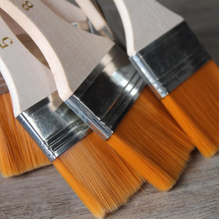 

Кисть для масляной живописи с деревянной ручкой и нейлоновой щетиной для акриловой живописи и промышленного использования Size 4