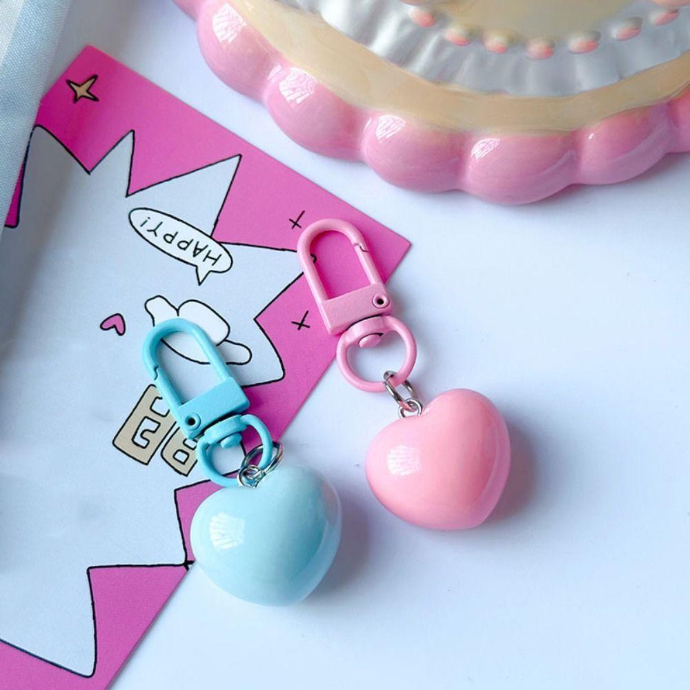 5pcs Anti-lost Heart Pendant Keyring Macaron Colors Car Keychain  Hanging Jewelry
