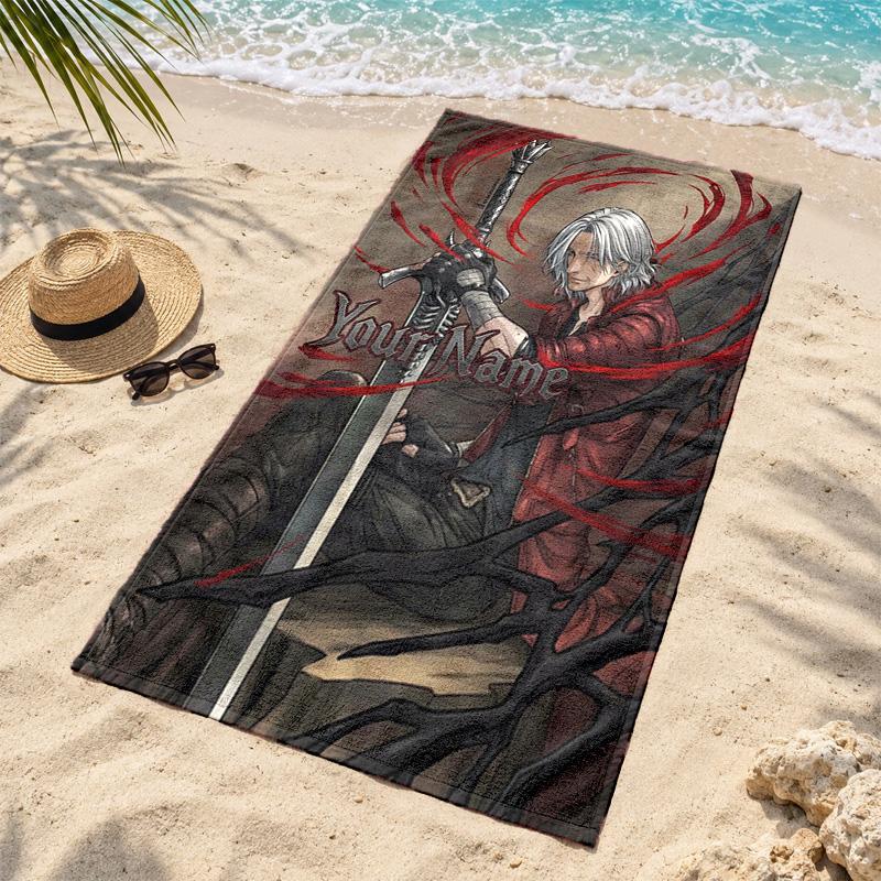 Devil May Cry Custom Name Beach towels also serve as bath towels summer essential a musthave for the outdoors the beach and the pool