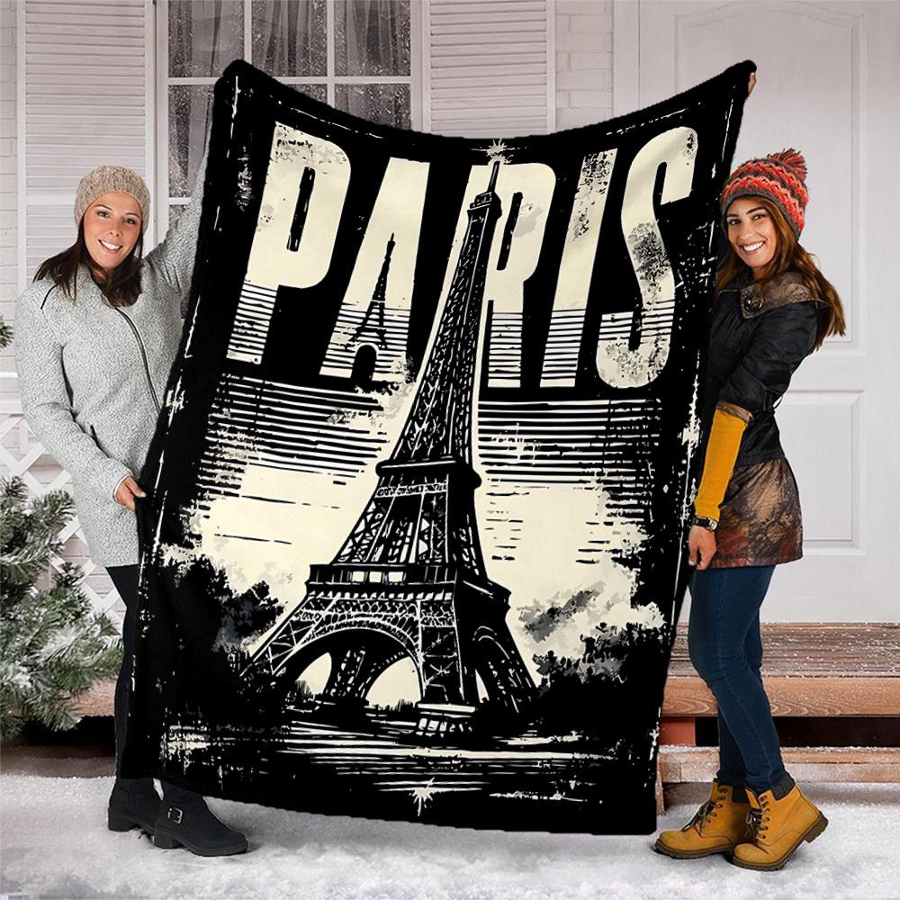 1pc Paris Eiffel Tower Outdoor Soft Polyester Flannel Throw Blanket Versatile for All Seasons , Soft , Cozy , Warm All Season Quilted Throw ,