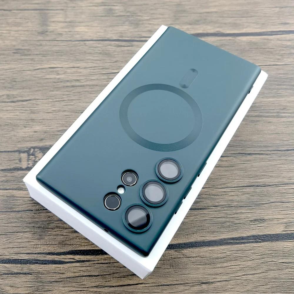 

Роскошный магнитный мягкий чехол TPU для Samsung Galaxy S25 S24 S23 S22 S21 S20 Ultra Plus FE Note 20 S25Ultra для Magsafe Charge Cover For Samsung S20 Plus