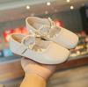 Zapatos de Cuero PU para Niños Moda Lazo de Perlas Zapatos de Tacón Bajo Primavera Niñas Zapatos de Princesa para Actuación Talla