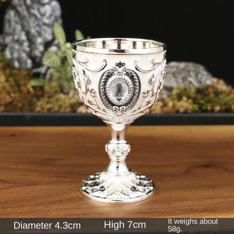Embossed Cup Authentic Medieval Style Jewelry Inlaid Small Goblet Household Drinking Vessel Classic Russian Wine Glass Craft