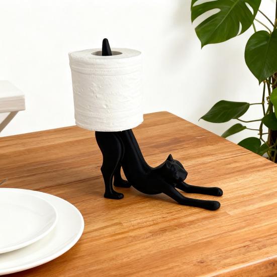 Cat Toilet Paper Holder Desktop Fun Roll Paper Holder Black Leopard Cat Toilet Roll