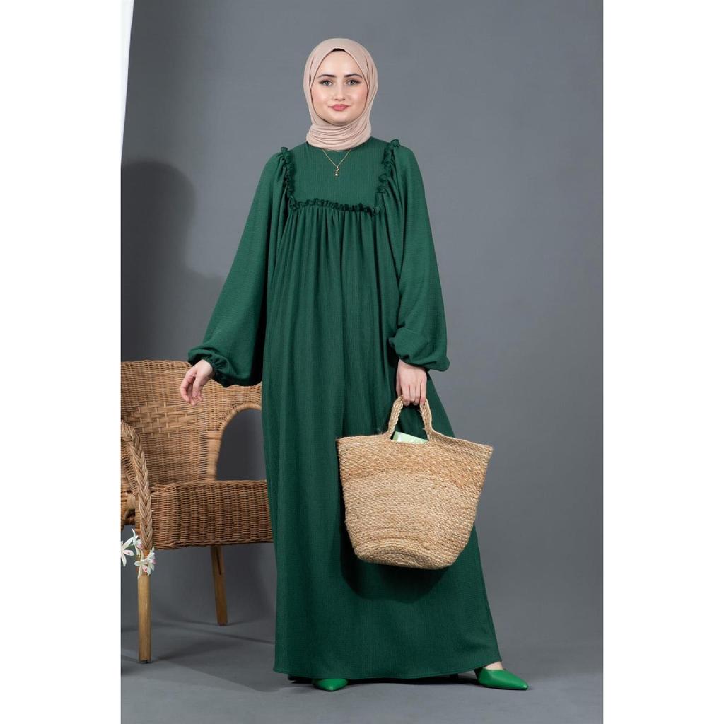 Ruffled Robe Wrap Dress-black