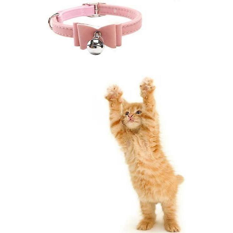 Puppy Kitten Bell Collar Velvet Bow tie pet Fashion Necked Bell Attached Safety Bowtie Pink