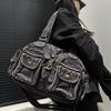 Women'S Washed Denim Tote Bag Multi-Pocket Retro Oblique Span Bag