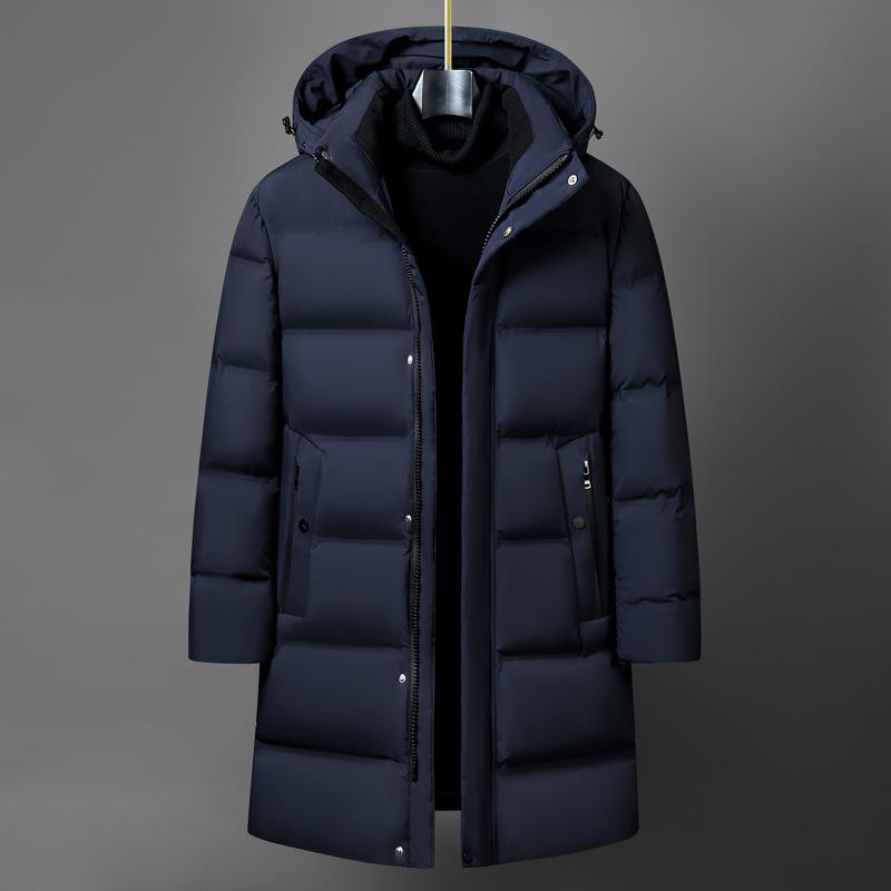 Fashion Winter Jacket for Men Down Coat Parka Men's White Goose Down Jacket Collar Hooded Warm Thick Long Padding