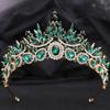 DIEZI Luxury Elegant Green Blue Red Crystal Tiara For Women Wedding Party Dress Elegant Queen Bridal Bride Rhinestone Crown