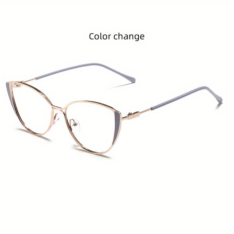 

1Pcs New Retro Metal Cat S Eye Frame Fashion Glasses For Men And Women Day And Night Automatic Color Change Anti-Blue Light