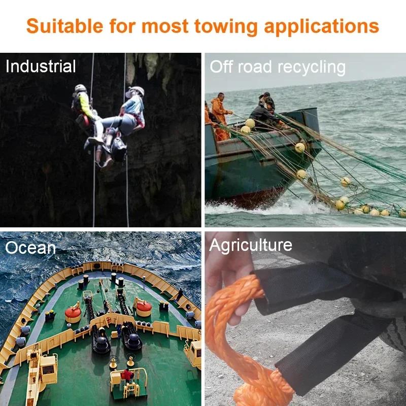 Weicher Schäkel aus Kunstfaser zur Fahrzeugbergung, Offroad-Abschleppseile, Zugseil für Autoanhänger mit Schutzhülle, 38000 lbs