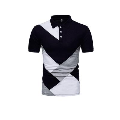 Nova camiseta masculina de verão patchwork manga curta polo cedro