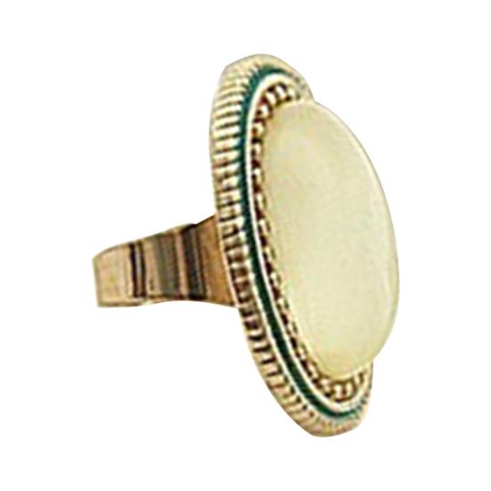 Bague réglable en alliage incrusté, anneau naturel pour pierre précieuse, grande rencontre ovale